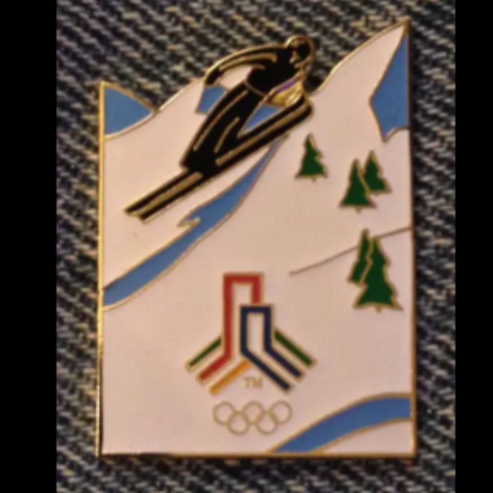 Ski Jump Olympic Pin with Bid Logo ~ 2002 SLC Winter Games